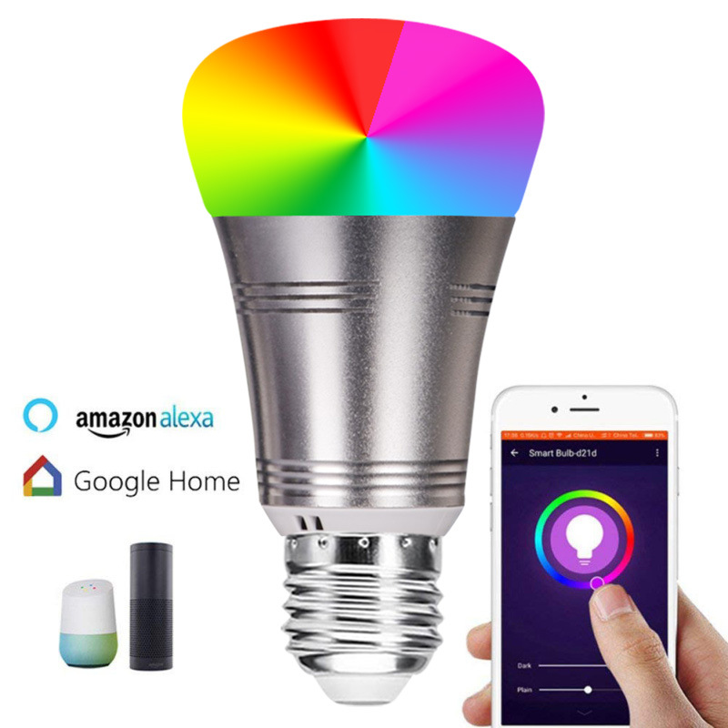 E26 11W RGB WiFi Voice Control Smart LED Light Bulb, Support Alexa & Google Home, AC85-265V, Color Change Light Bulb